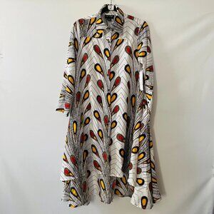 Step In Style Women Peacock African Print Hi Low Handkerchief Tunic Midi Dress S